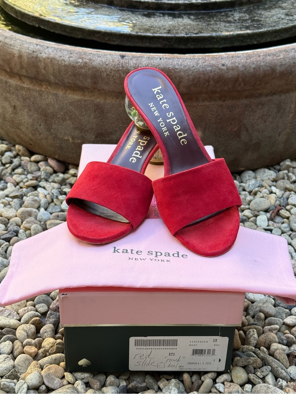 NIB Kate Spade New York suede slides w/NYC diorama heel - Size 8.5B